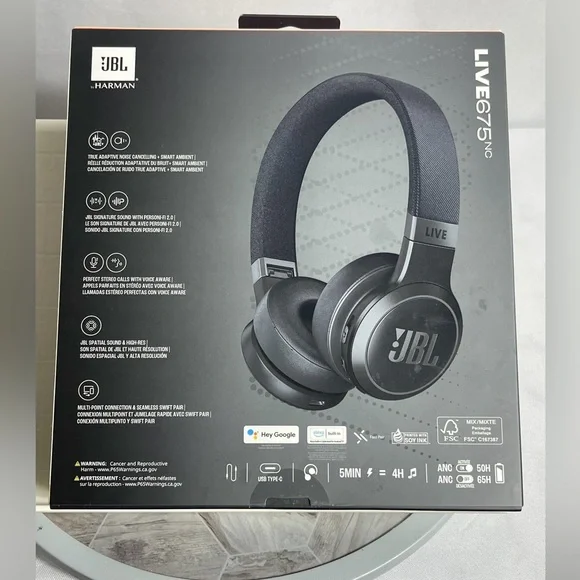 JBL LIVE 675NC Wireless Noise Cancelling Over-Ear Headphones New Sealed Box - Picture 5 of 9